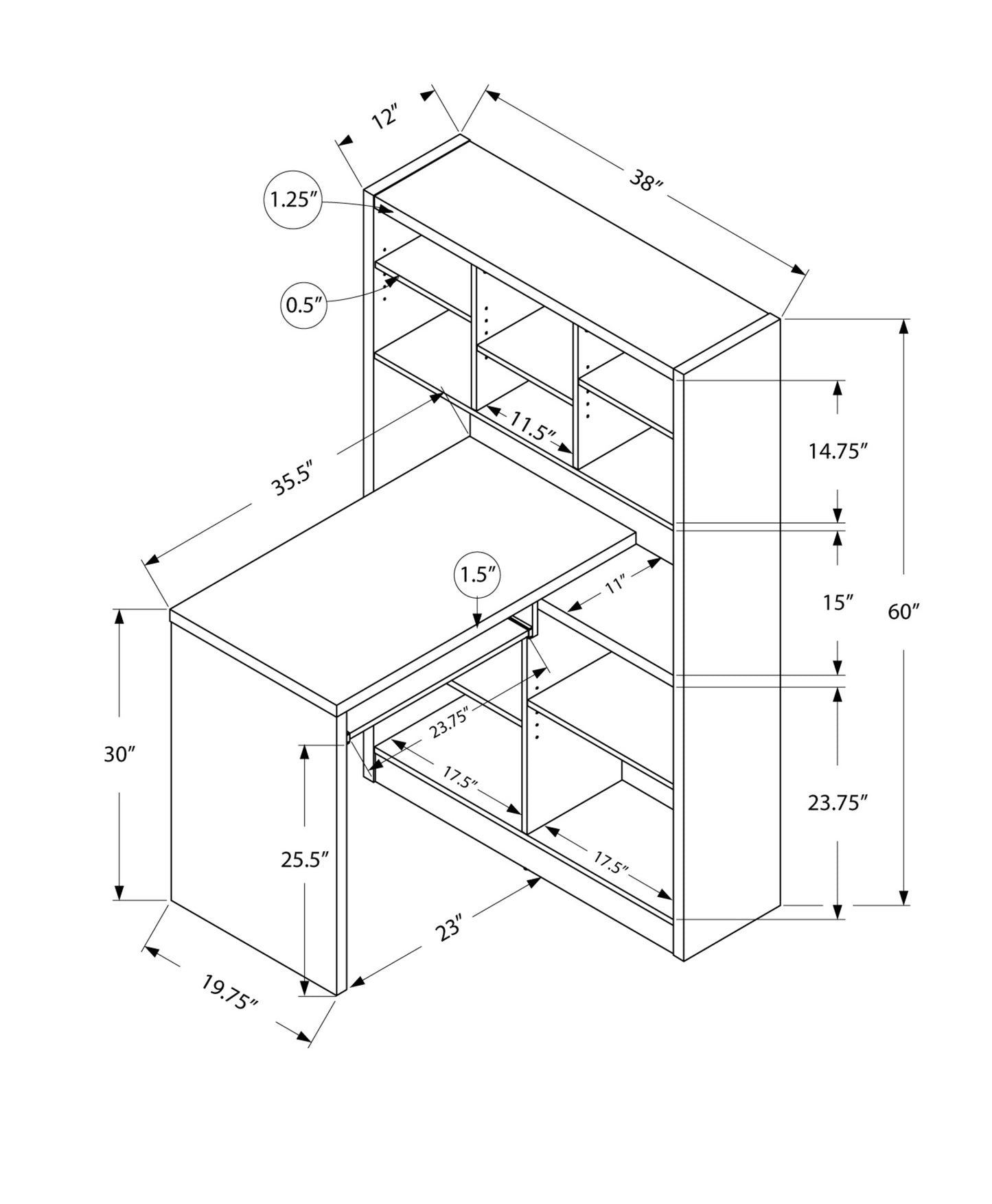 Cappuccino Particle Board Hollow Core Computer Desk By Homeroots - 333339 | Desks | Modishstore - 3