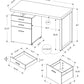 Cappuccino Silver Particle Board Hollow Core Metal Computer Desk By Homeroots - 333342 | Desks | Modishstore - 4