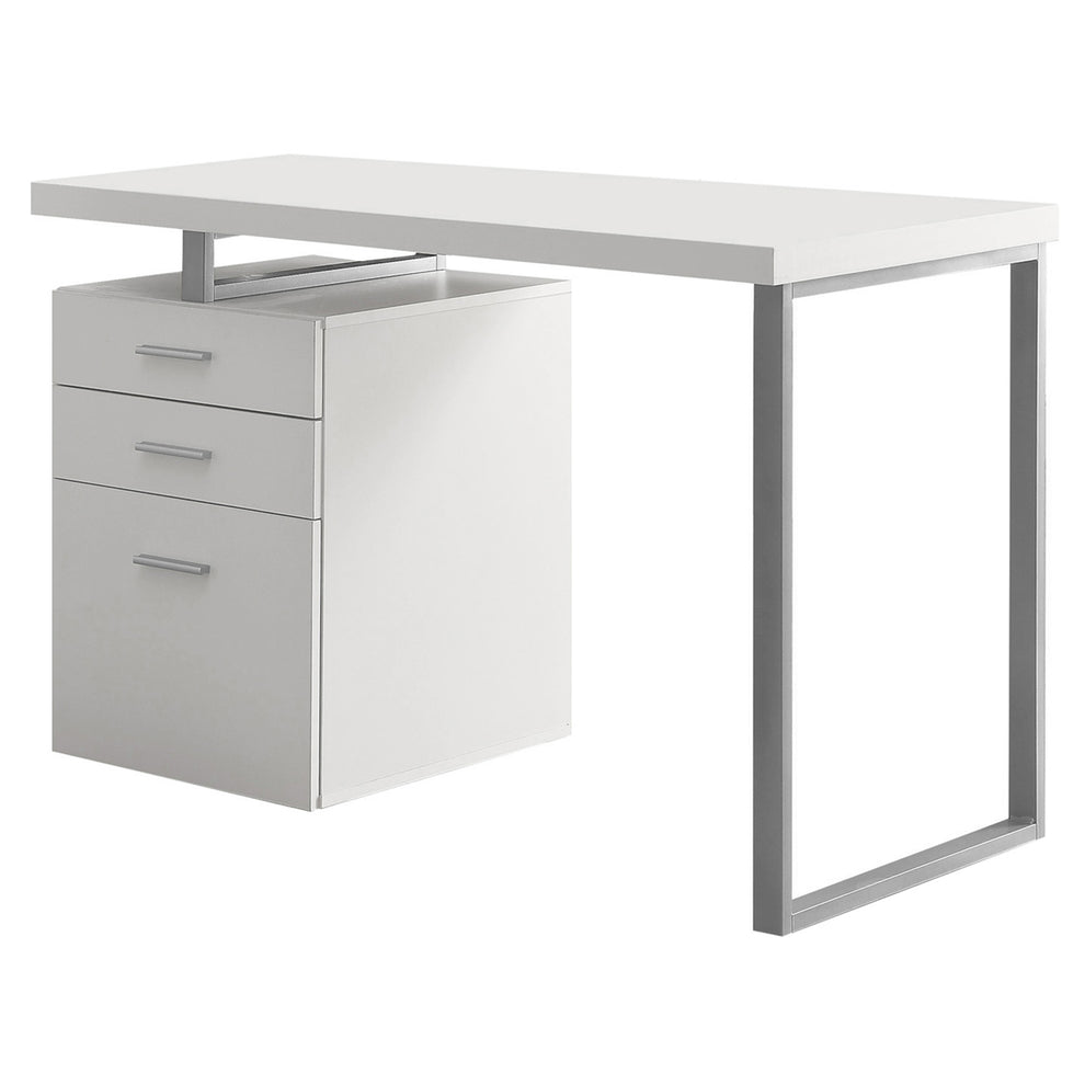 Cappuccino Silver Particle Board Hollow Core Metal Computer Desk By Homeroots - 333342 | Desks | Modishstore - 5