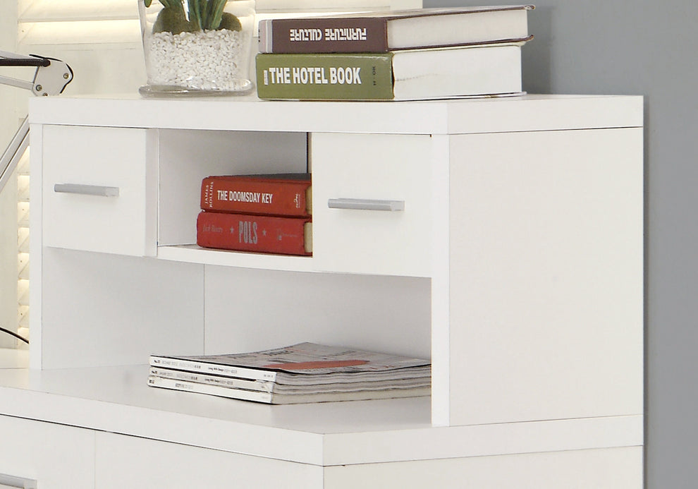 White Particle Board Hollow Core Computer Desk By Homeroots - 333344 | Desks | Modishstore - 2