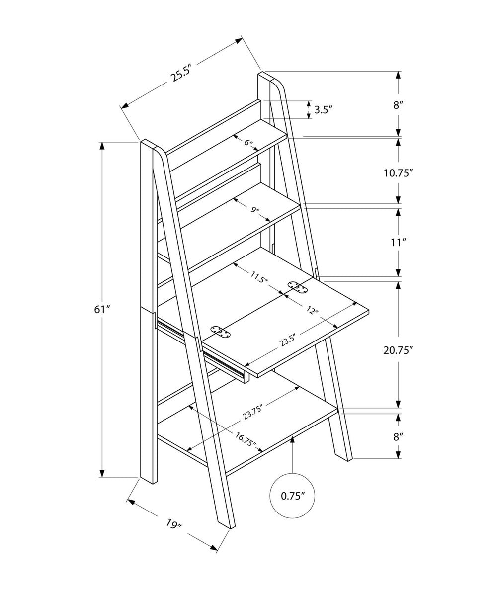 White Ladder Style Computer Desk By Homeroots | Desks | Modishstore - 3