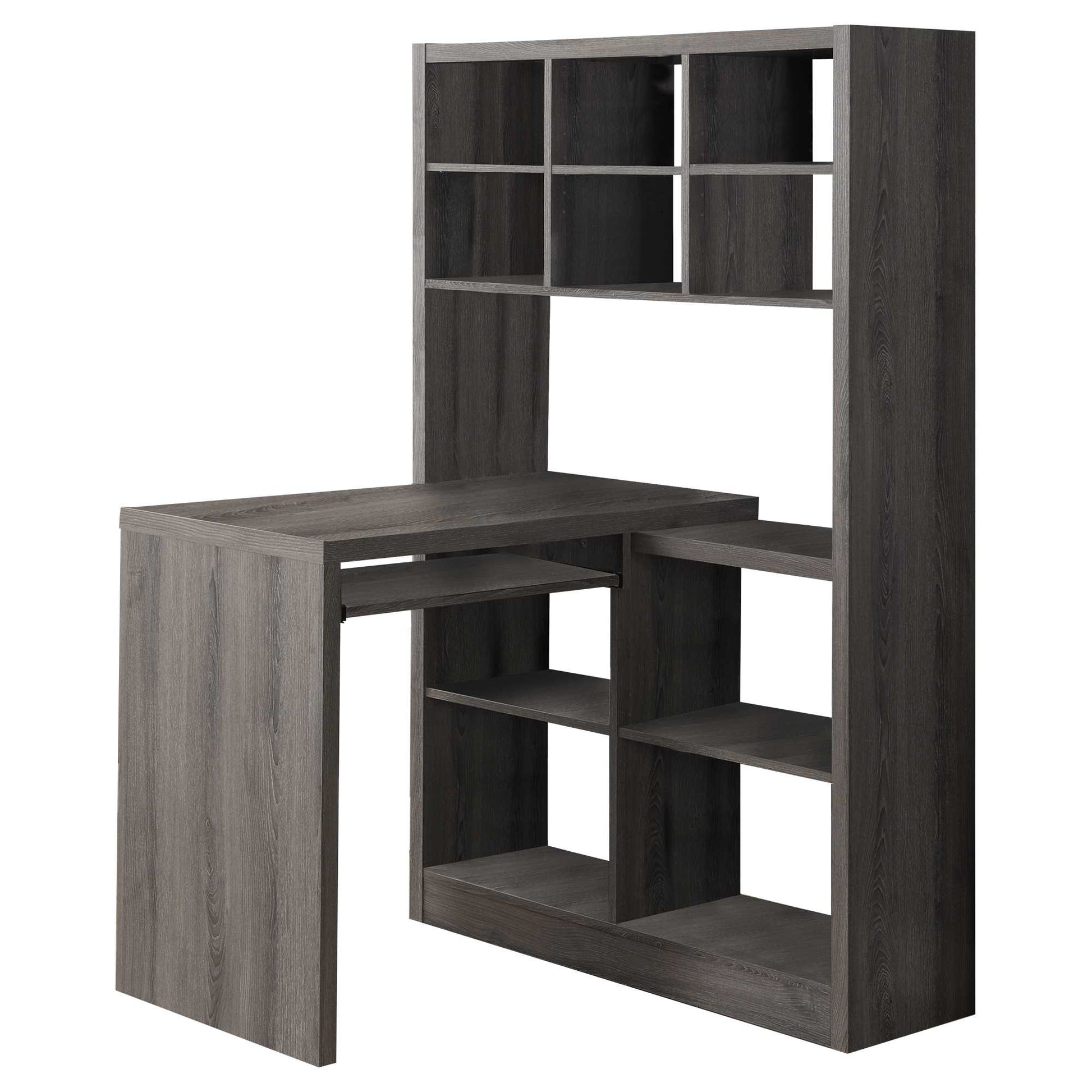 Dark Taupe Particle Board Hollow Core Computer Desk By Homeroots - 333347 | Desks | Modishstore