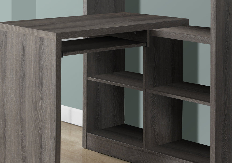 Dark Taupe Particle Board Hollow Core Computer Desk By Homeroots - 333347 | Desks | Modishstore - 2