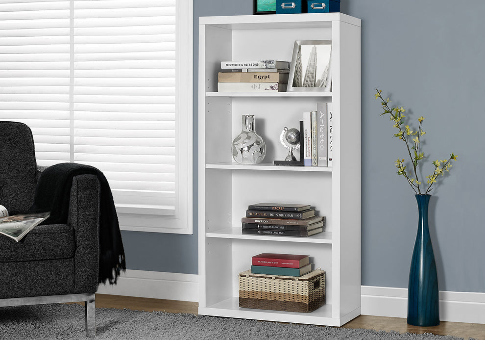 47.5" White Particle Board and MDF Bookshelf with Adjustable Shelves By Homeroots | Bookcases | Modishstore