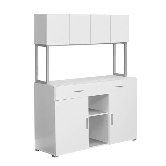 White Silver Particle Board Hollow Core Metal Office Cabinet By Homeroots | Cabinets | Modishstore