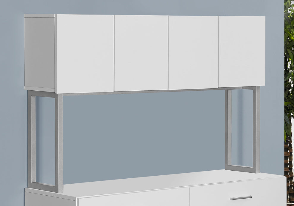 White Silver Particle Board Hollow Core Metal Office Cabinet By Homeroots | Cabinets | Modishstore - 2