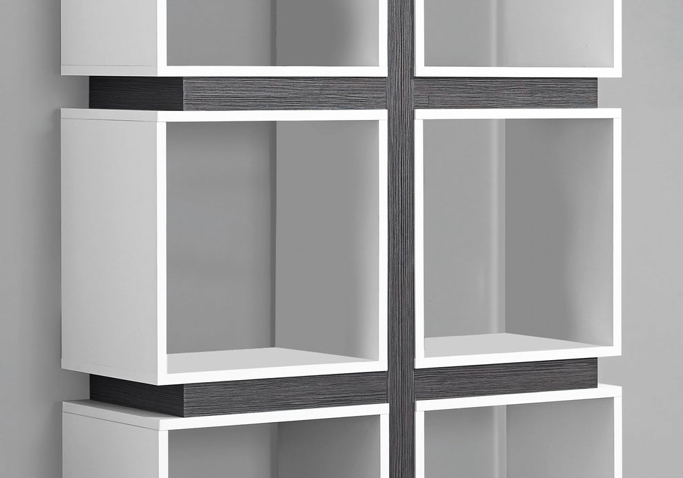 White Grey Particle Board Hollow Core Bookcase With A Hollow Core By Homeroots | Bookcases | Modishstore - 2