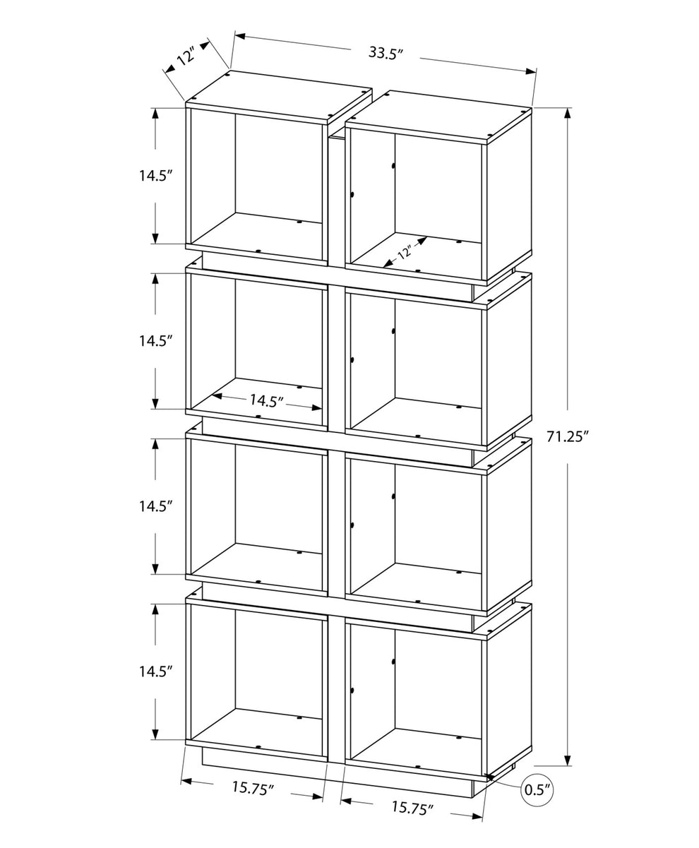 White Grey Particle Board Hollow Core Bookcase With A Hollow Core By Homeroots | Bookcases | Modishstore - 3