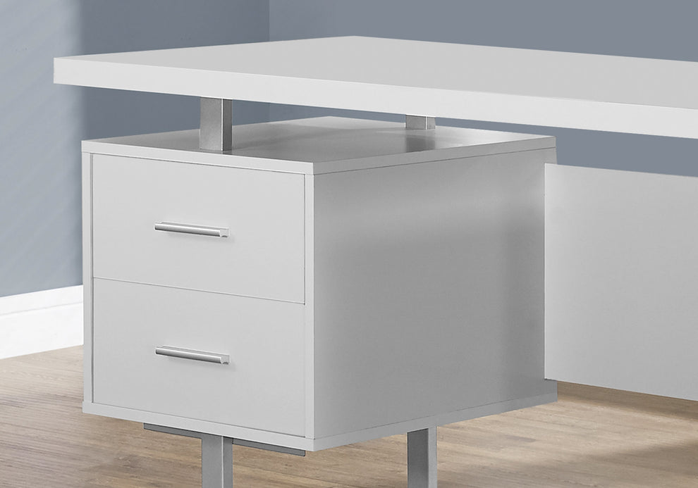 Cappuccino Silver Particle Board Hollow Core Metal Computer Desk With A Hollow Core By Homeroots | Desks | Modishstore - 6