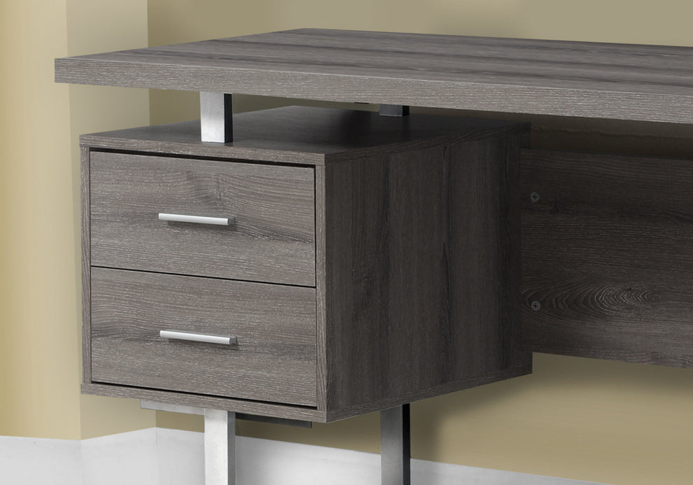 Cappuccino Silver Particle Board Hollow Core Metal Computer Desk With A Hollow Core By Homeroots | Desks | Modishstore - 10