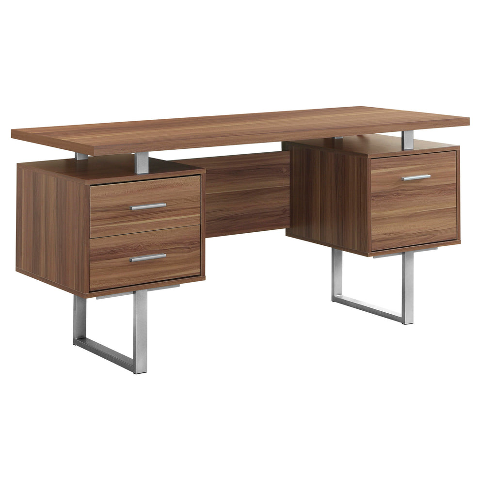 Cappuccino Silver Particle Board Hollow Core Metal Computer Desk With A Hollow Core By Homeroots | Desks | Modishstore - 13