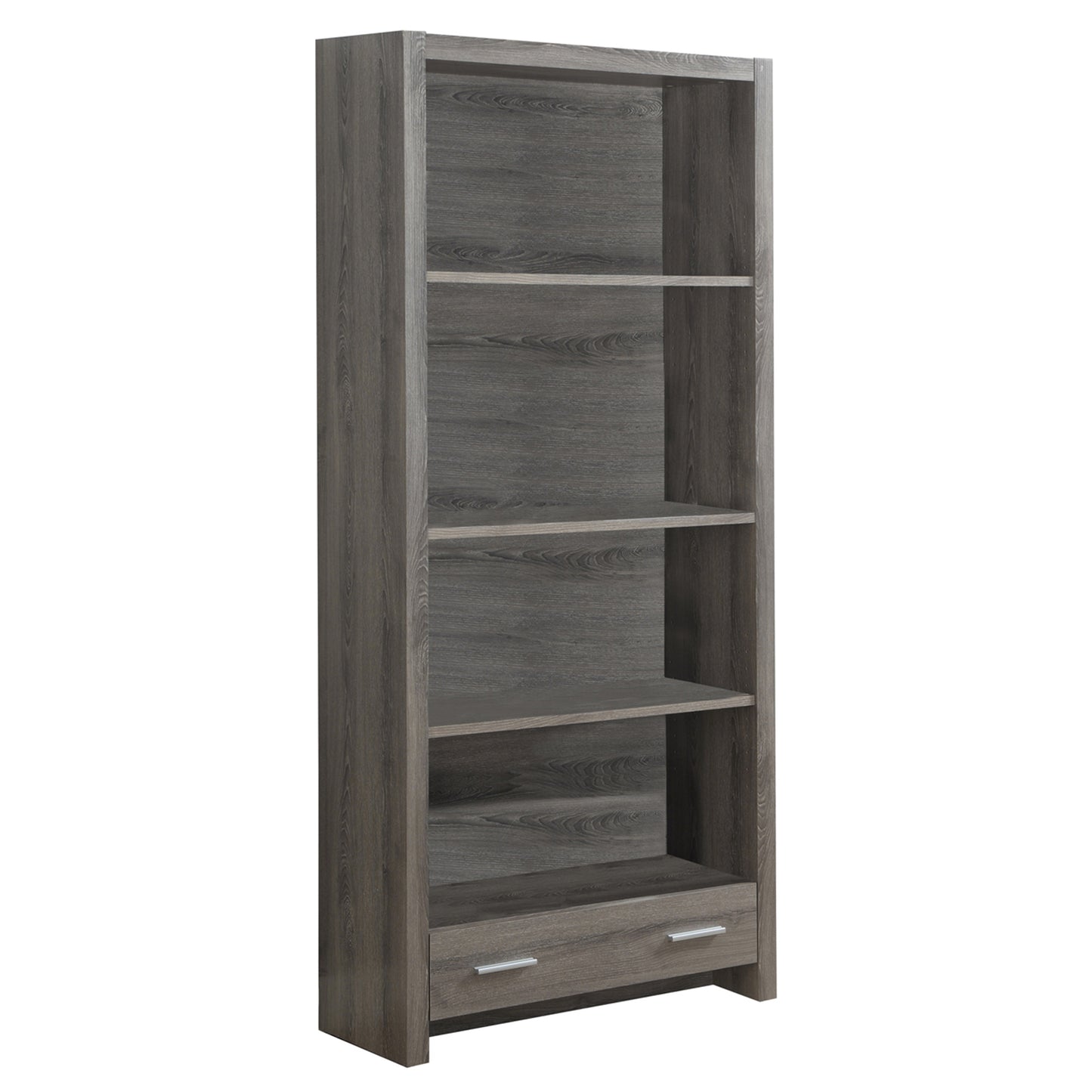 Dark Taupe Particle Board Hollow Core Bookcase With A Storage Drawer By Homeroots | Bookcases | Modishstore