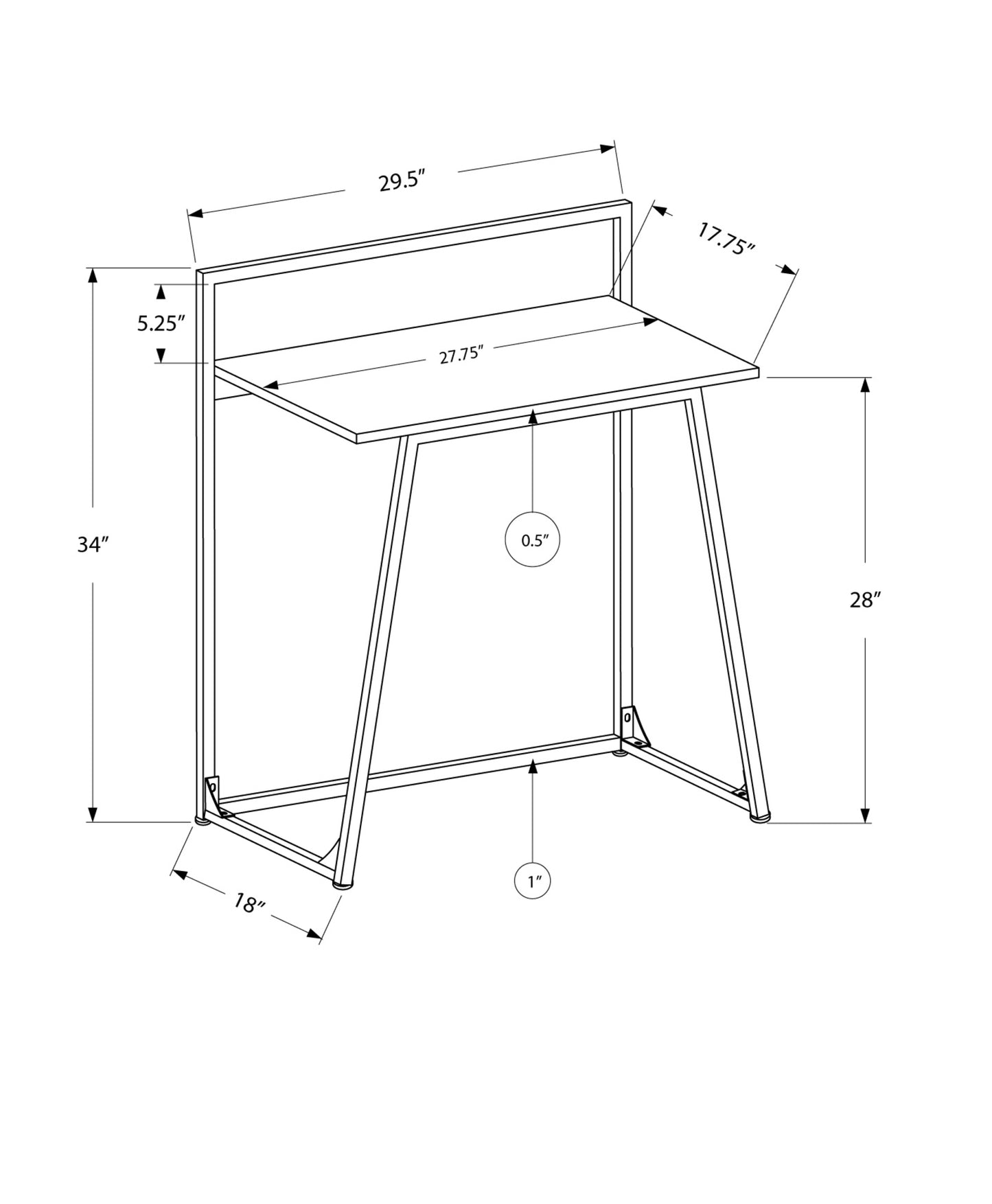 White Mdf Metal Computer Desk By Homeroots | Desks | Modishstore - 3