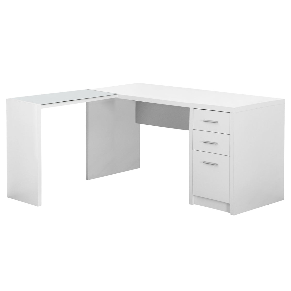 White Clear Particle Board Glass Hollow Core Computer Desk By Homeroots | Desks | Modishstore