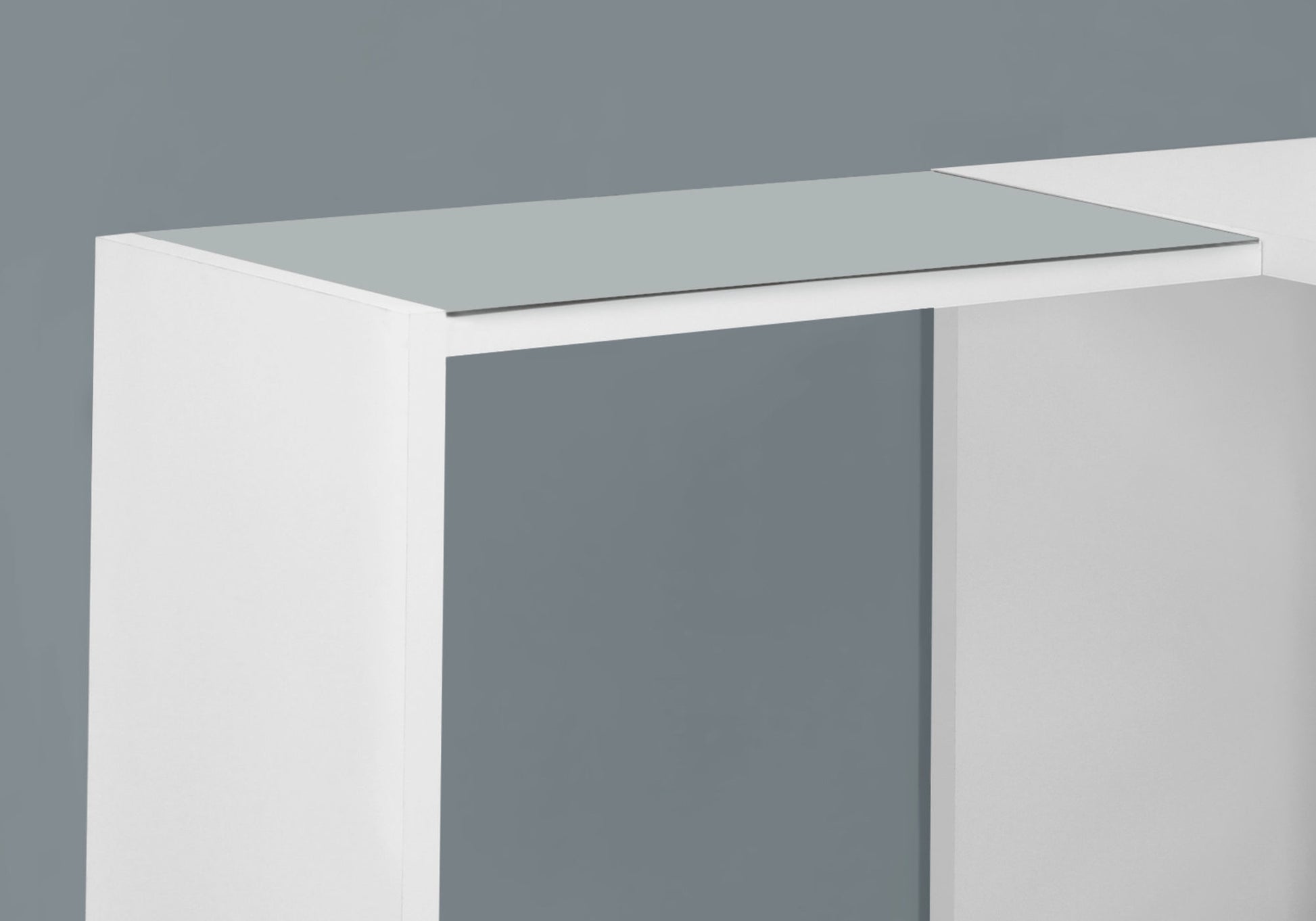 White Clear Particle Board Glass Hollow Core Computer Desk By Homeroots | Desks | Modishstore - 2