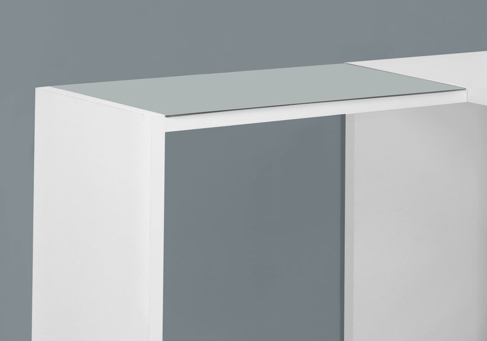 White Clear Particle Board Glass Hollow Core Computer Desk By Homeroots | Desks | Modishstore - 2