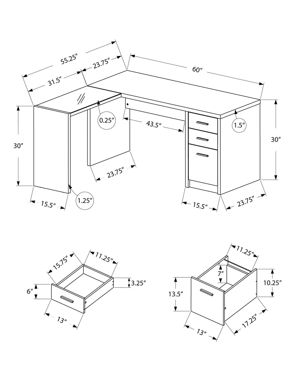 White Clear Particle Board Glass Hollow Core Computer Desk By Homeroots | Desks | Modishstore - 3