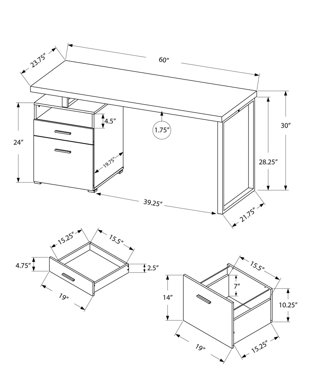 30" Particle Board and Grey Metal Computer Desk By Homeroots | Desks | Modishstore - 13