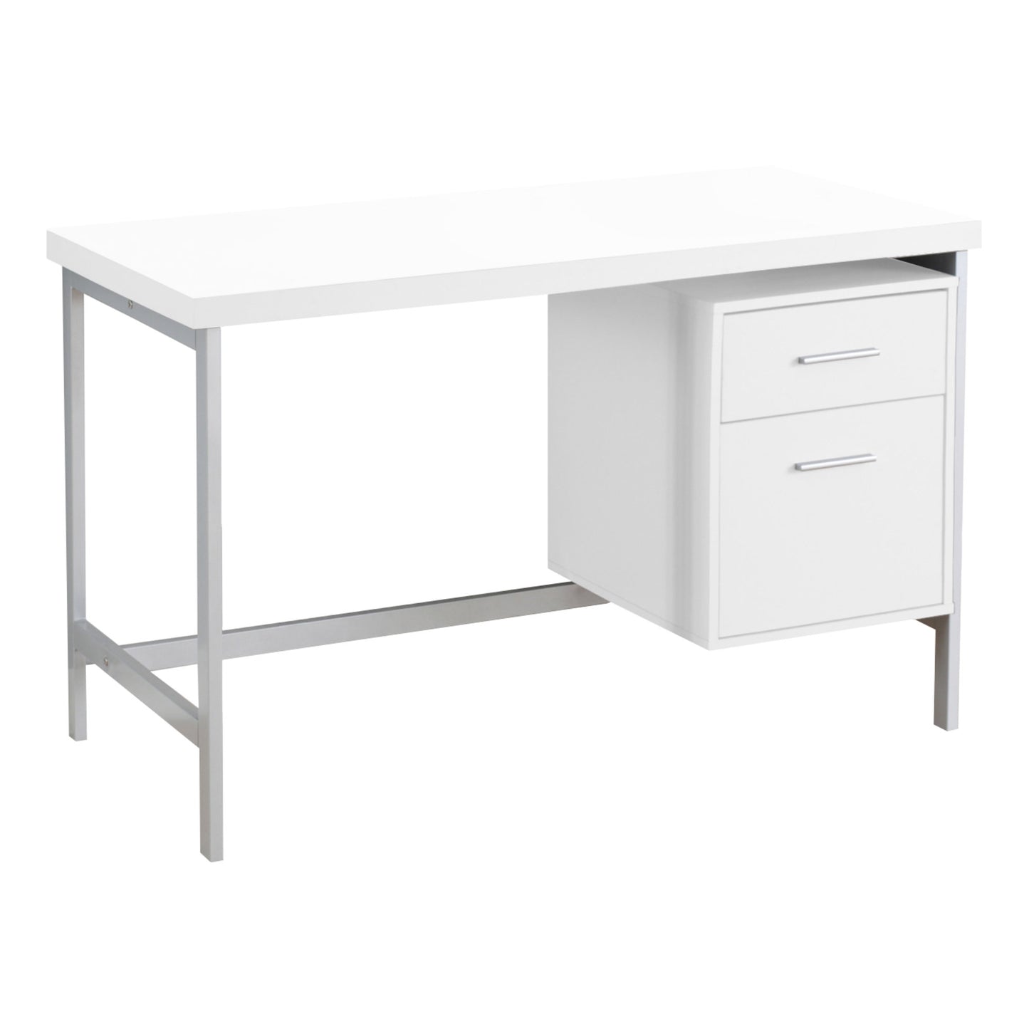 White Silver Particle Board Hollow Core Metal Computer Desk By Homeroots | Desks | Modishstore