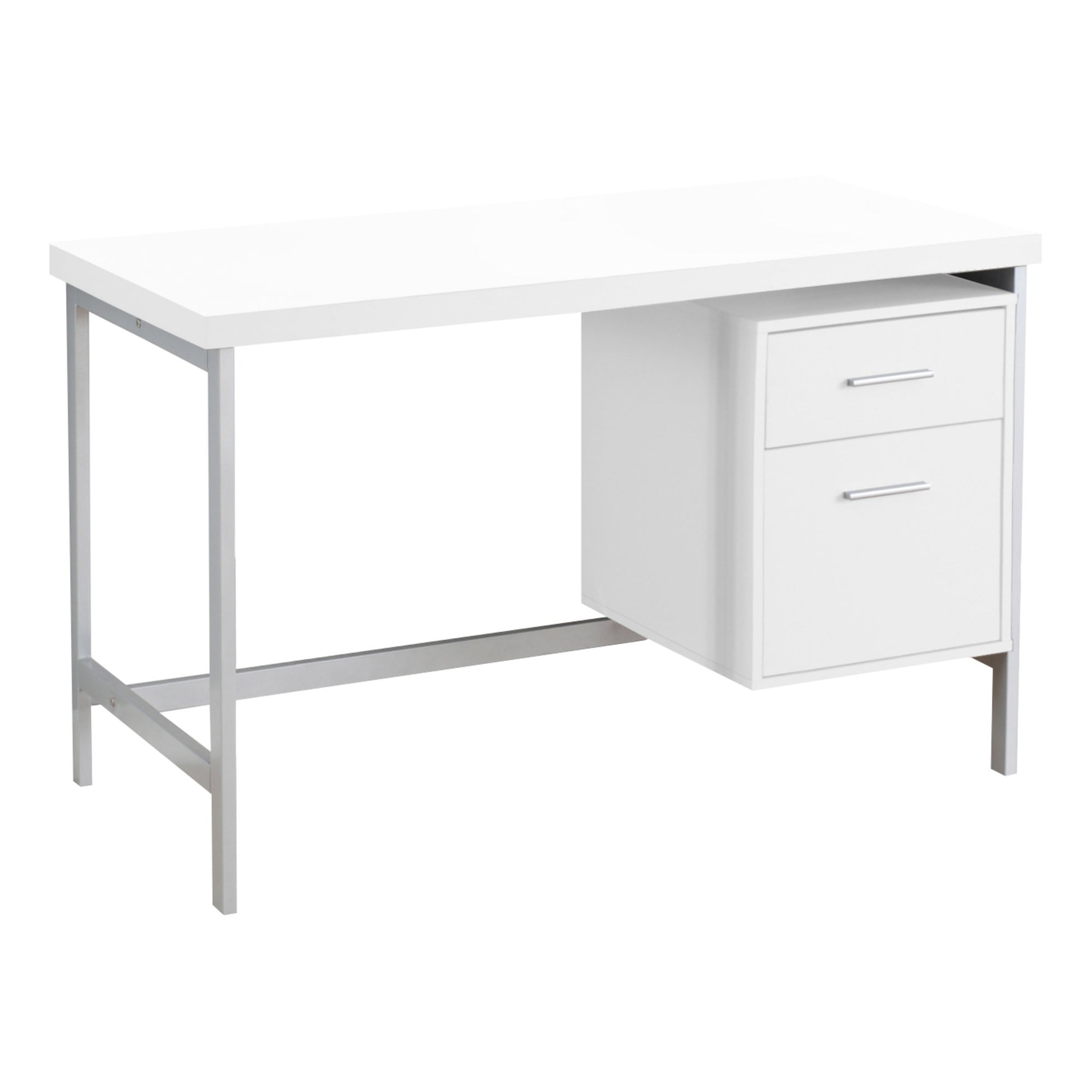 White Silver Particle Board Hollow Core Metal Computer Desk By Homeroots | Desks | Modishstore