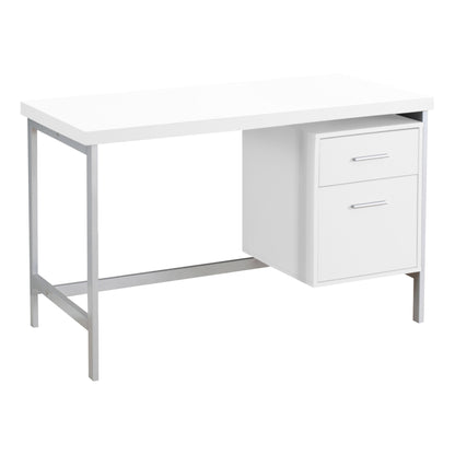 White Silver Particle Board Hollow Core Metal Computer Desk By Homeroots | Desks | Modishstore