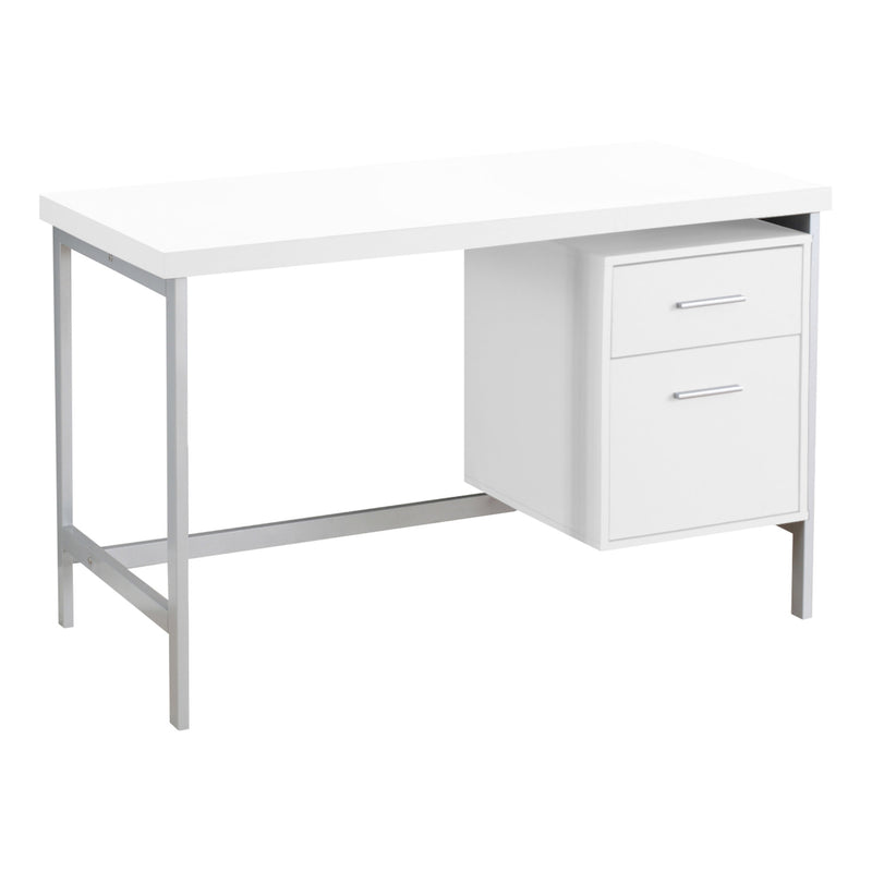 White Silver Particle Board Hollow Core Metal Computer Desk By Homeroots | Desks | Modishstore