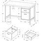 White Silver Particle Board Hollow Core Metal Computer Desk By Homeroots | Desks | Modishstore - 3