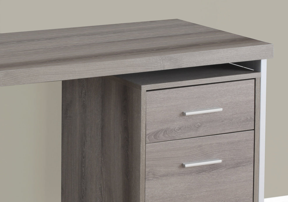 White Silver Particle Board Hollow Core Metal Computer Desk By Homeroots | Desks | Modishstore - 6