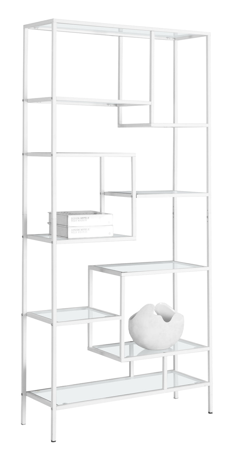 72" Metal and Tempered Glass Bookcase By Homeroots | Bookcases | Modishstore - 7