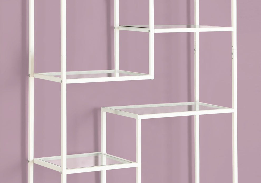 72" Metal and Tempered Glass Bookcase By Homeroots | Bookcases | Modishstore - 8