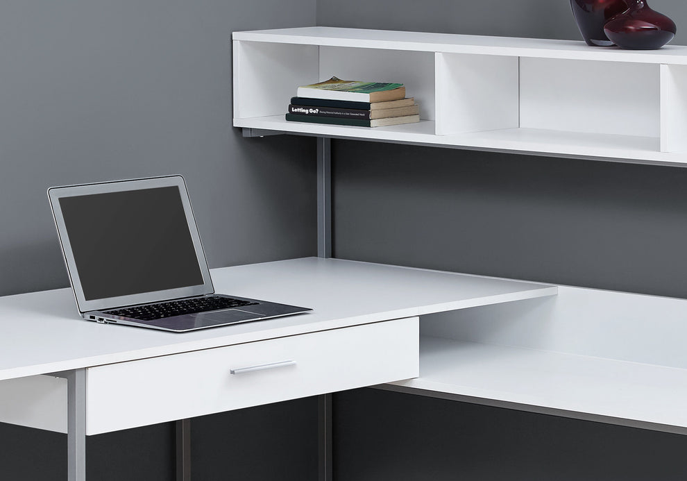 Grey Black Metal Corner Computer Desk By Homeroots | Desks | Modishstore - 10