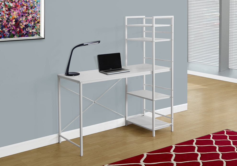 55" MDF and White Metal Computer Desk By Homeroots | Desks | Modishstore