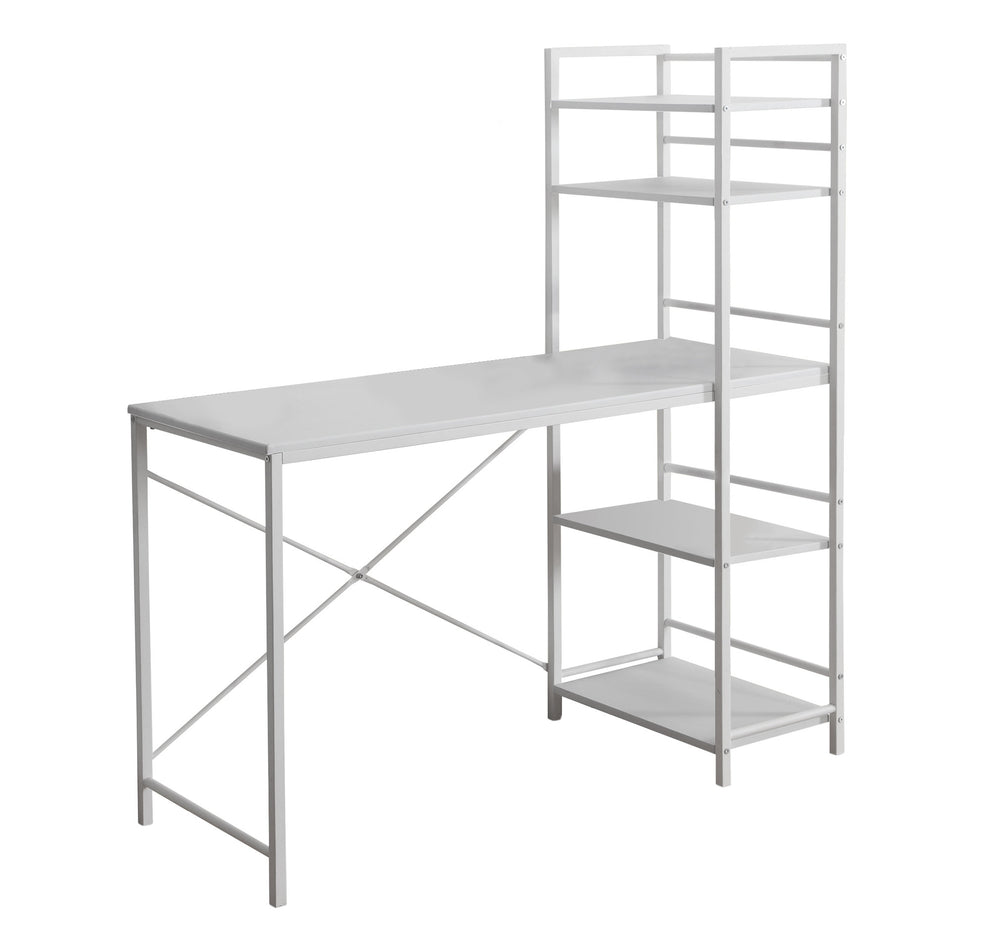 55" MDF and White Metal Computer Desk By Homeroots | Desks | Modishstore - 2