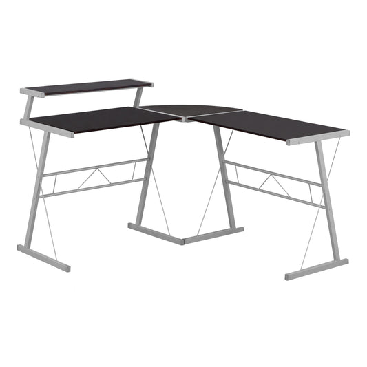 Cappuccino Silver Metal Computer Desk By Homeroots | Desks | Modishstore