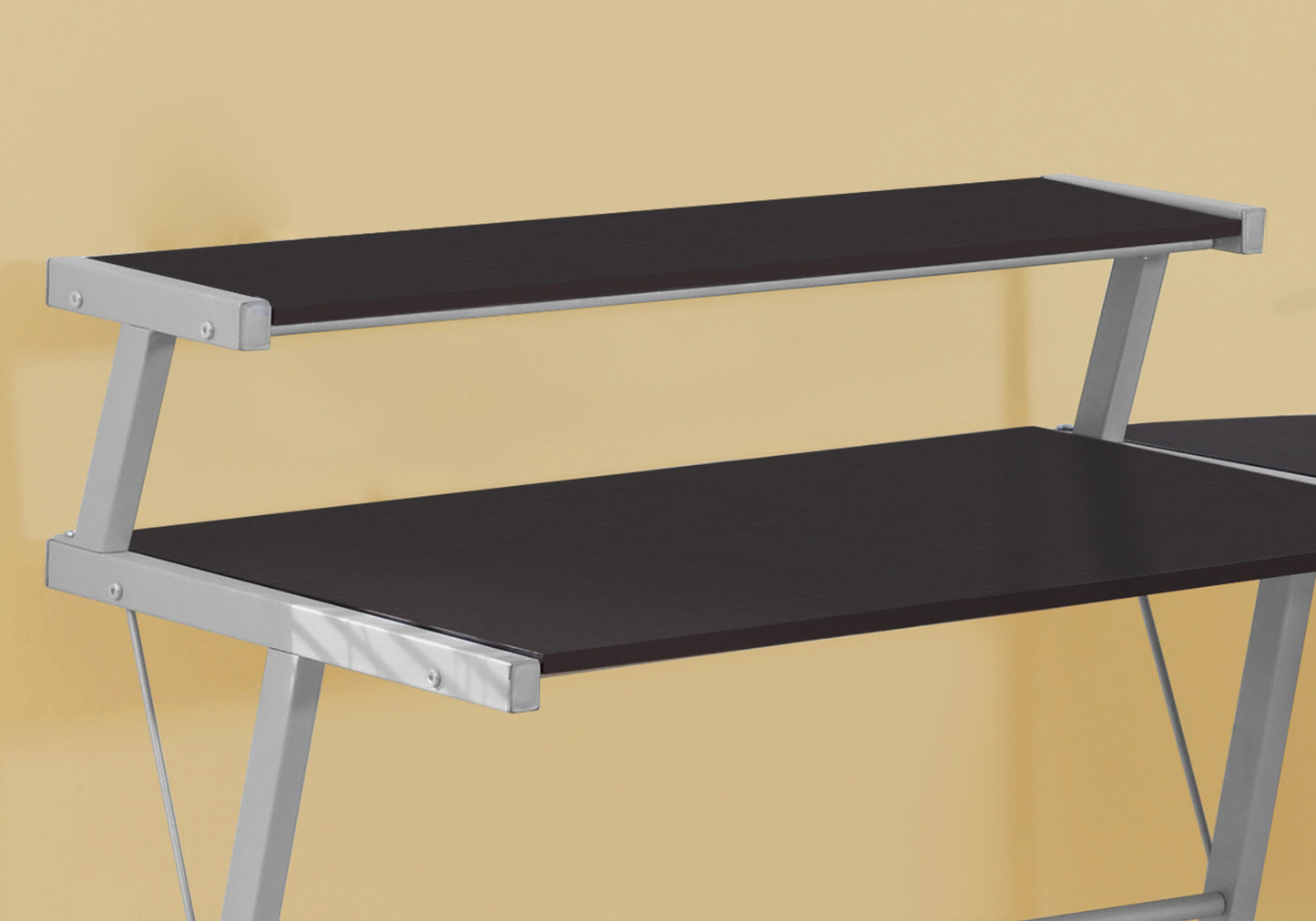 Cappuccino Silver Metal Computer Desk By Homeroots | Desks | Modishstore - 2