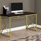 Modern Gold and Walnut Finish Computer Desk By Homeroots | Desks | Modishstore