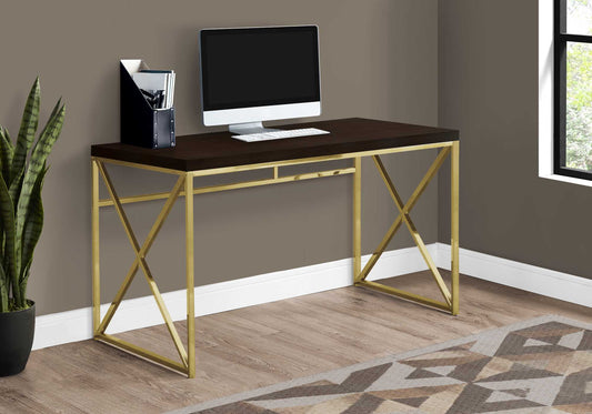 Modern Gold and Walnut Finish Computer Desk By Homeroots | Desks | Modishstore
