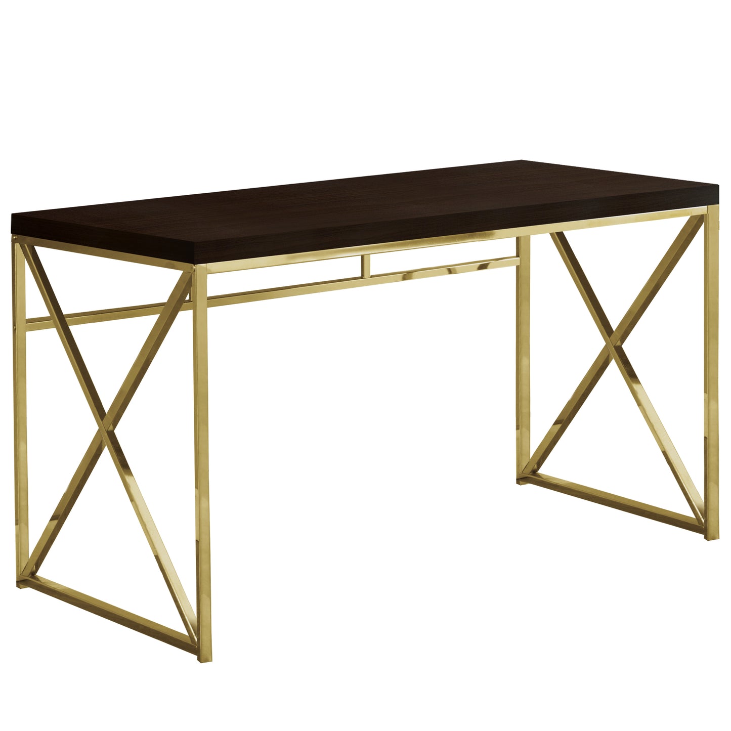 Modern Gold and Walnut Finish Computer Desk By Homeroots | Desks | Modishstore - 2