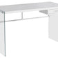 White Clear Particle Board Glass Metal Tempered Glass Computer Desk By Homeroots | Desks | Modishstore