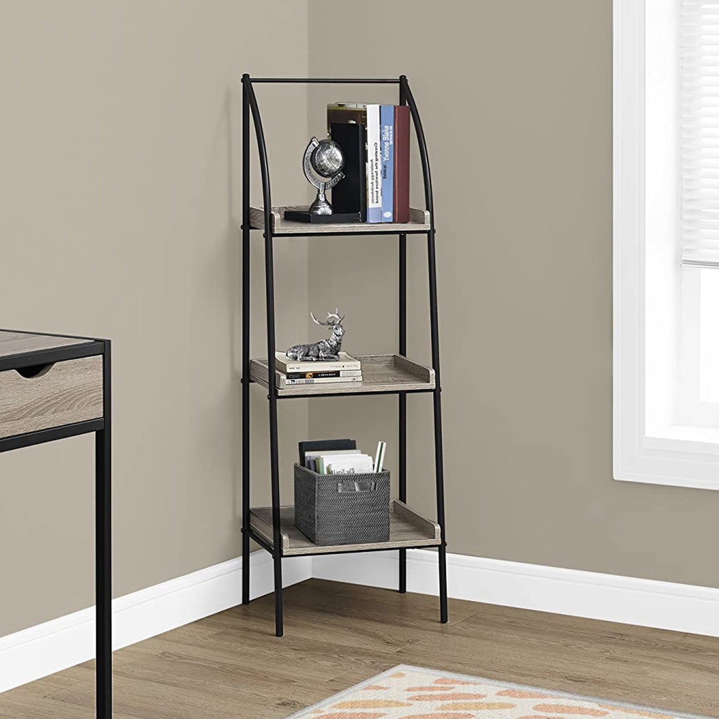 Dark Taupe Black Mdf Metal Bookshelf By Homeroots | Bookcases | Modishstore