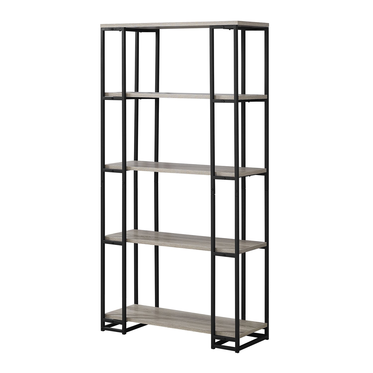 Dark Taupe Black Mdf Metal Bookcase By Homeroots | Bookcases | Modishstore - 5