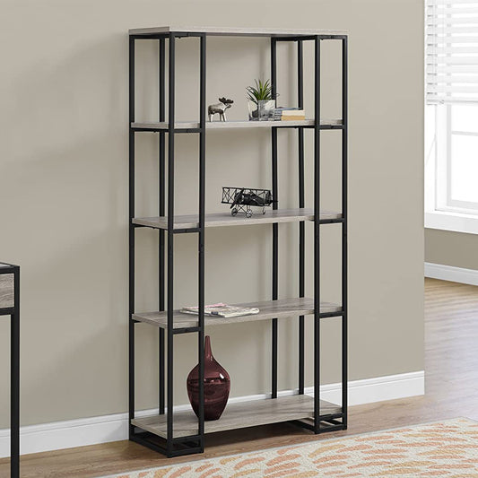 Dark Taupe Black Mdf Metal Bookcase By Homeroots | Bookcases | Modishstore - 6
