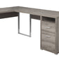 Dark Taupe Silver Particle Board Hollow Core Metal Computer Desk By Homeroots - 333443 | Desks | Modishstore
