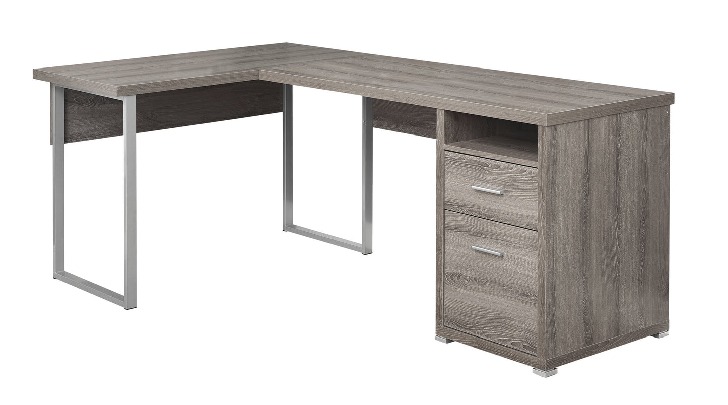 Dark Taupe Silver Particle Board Hollow Core Metal Computer Desk By Homeroots - 333443 | Desks | Modishstore