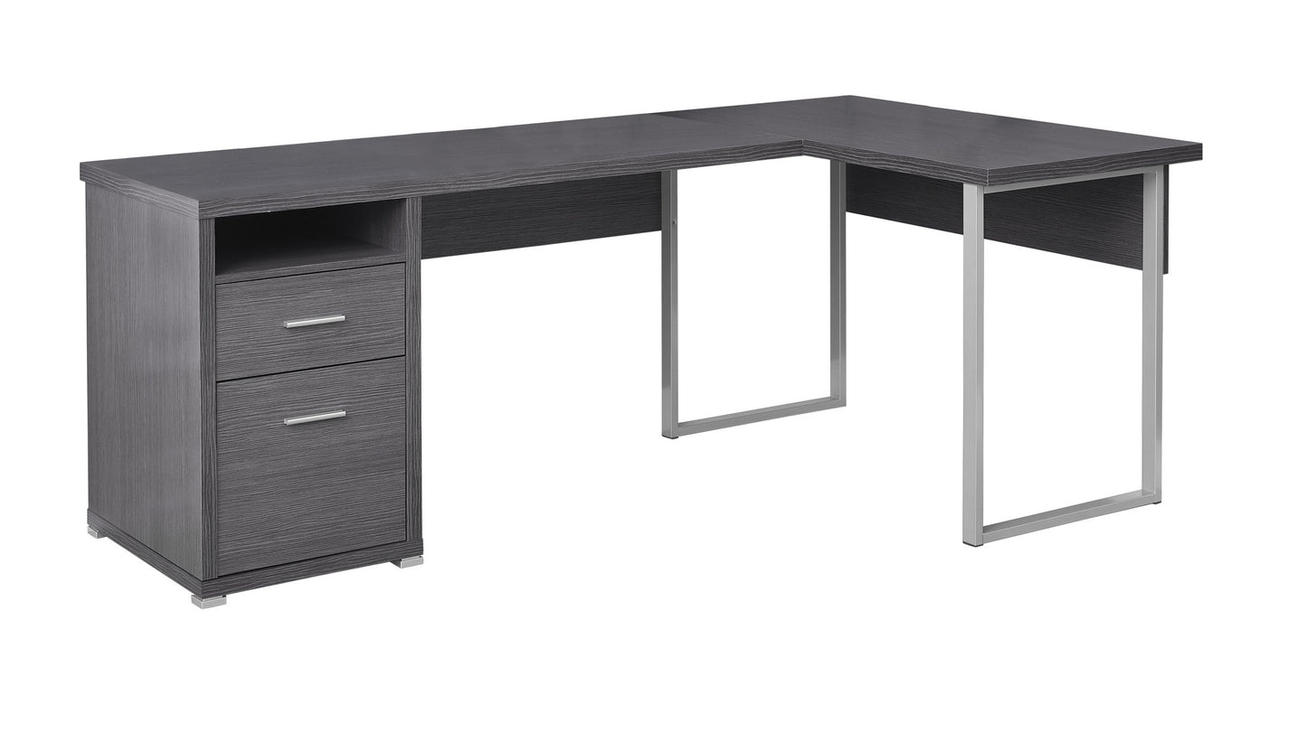 Dark Taupe Silver Particle Board Hollow Core Metal Computer Desk By Homeroots - 333443 | Desks | Modishstore - 9