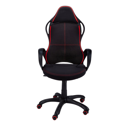46" Black and Red Fabric Multi Position Office Chair By Homeroots | Office Chairs | Modishstore