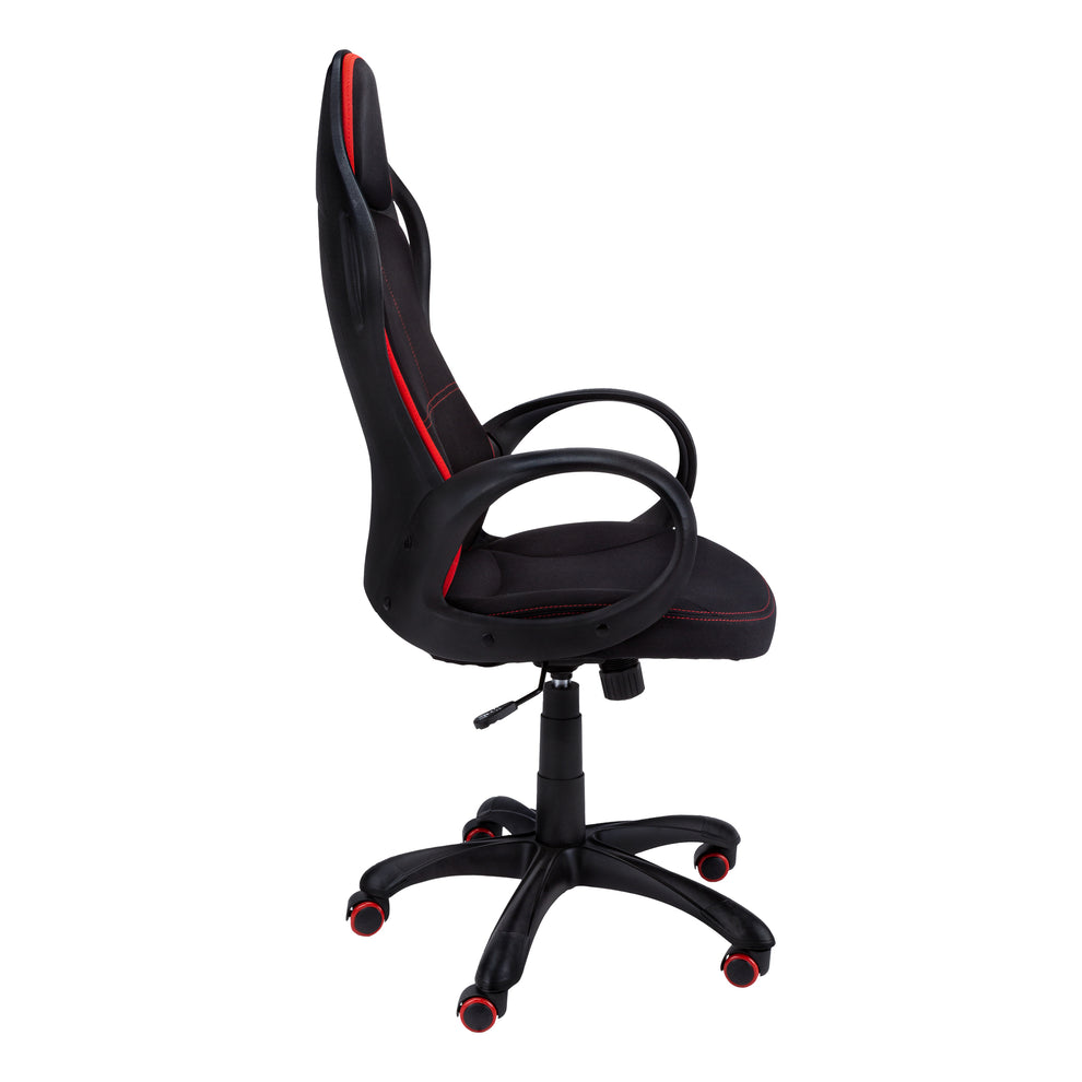 46" Black and Red Fabric Multi Position Office Chair By Homeroots | Office Chairs | Modishstore - 2
