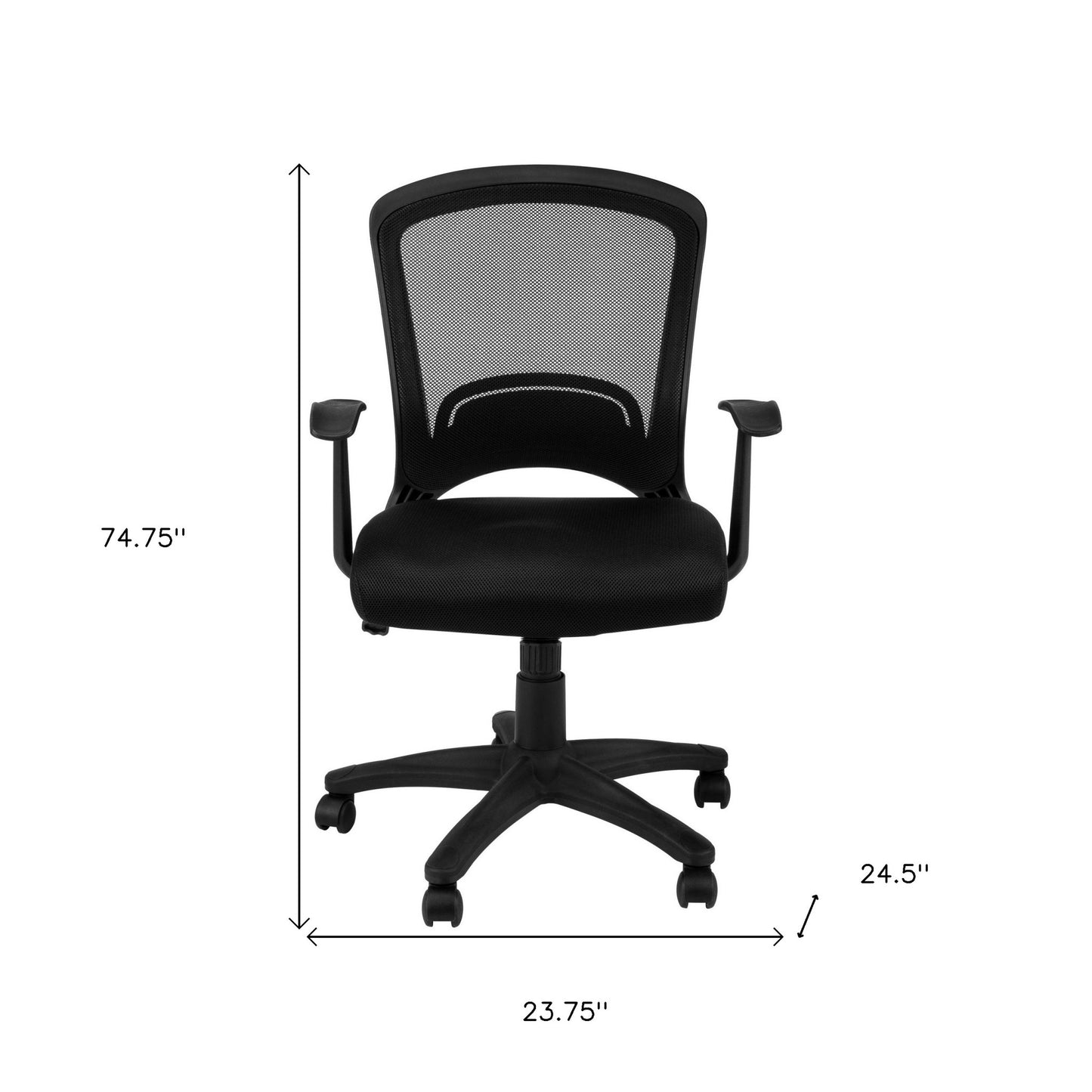 35.5" Foam MDF Polypropylene and Metal Multi Position Office Chair By Homeroots | Office Chairs | Modishstore - 4