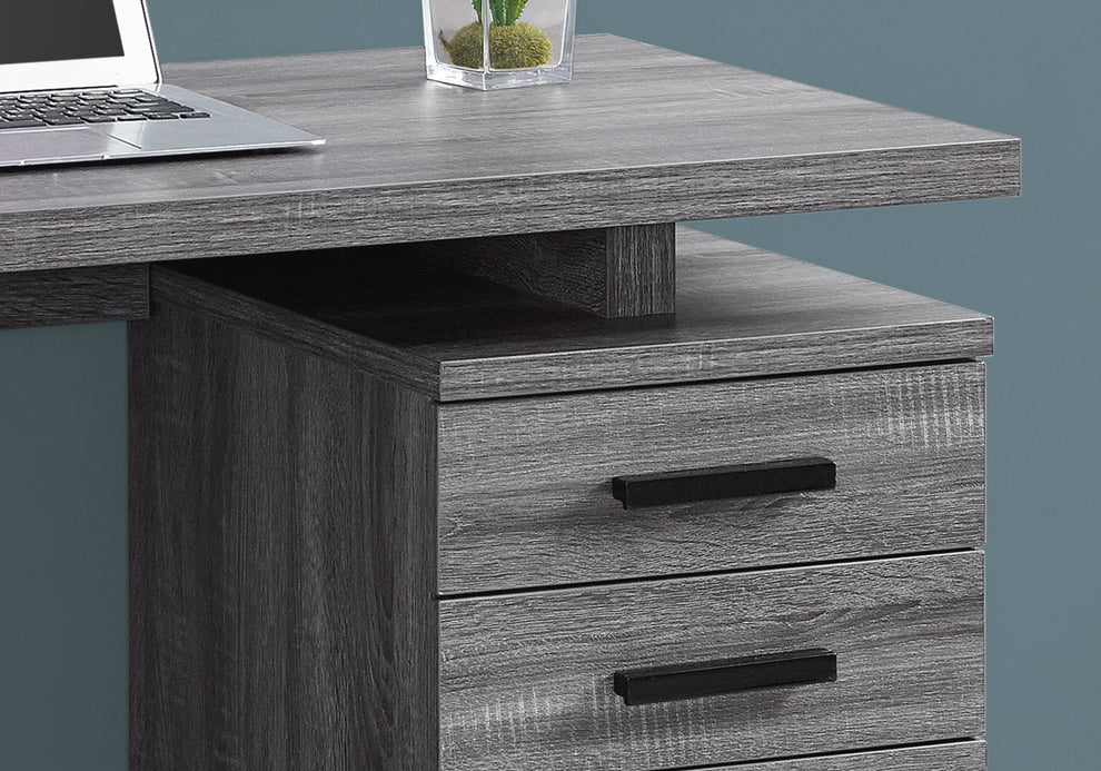 Grey Black Particle Board Hollow Core Computer Desk By Homeroots | Desks | Modishstore - 2