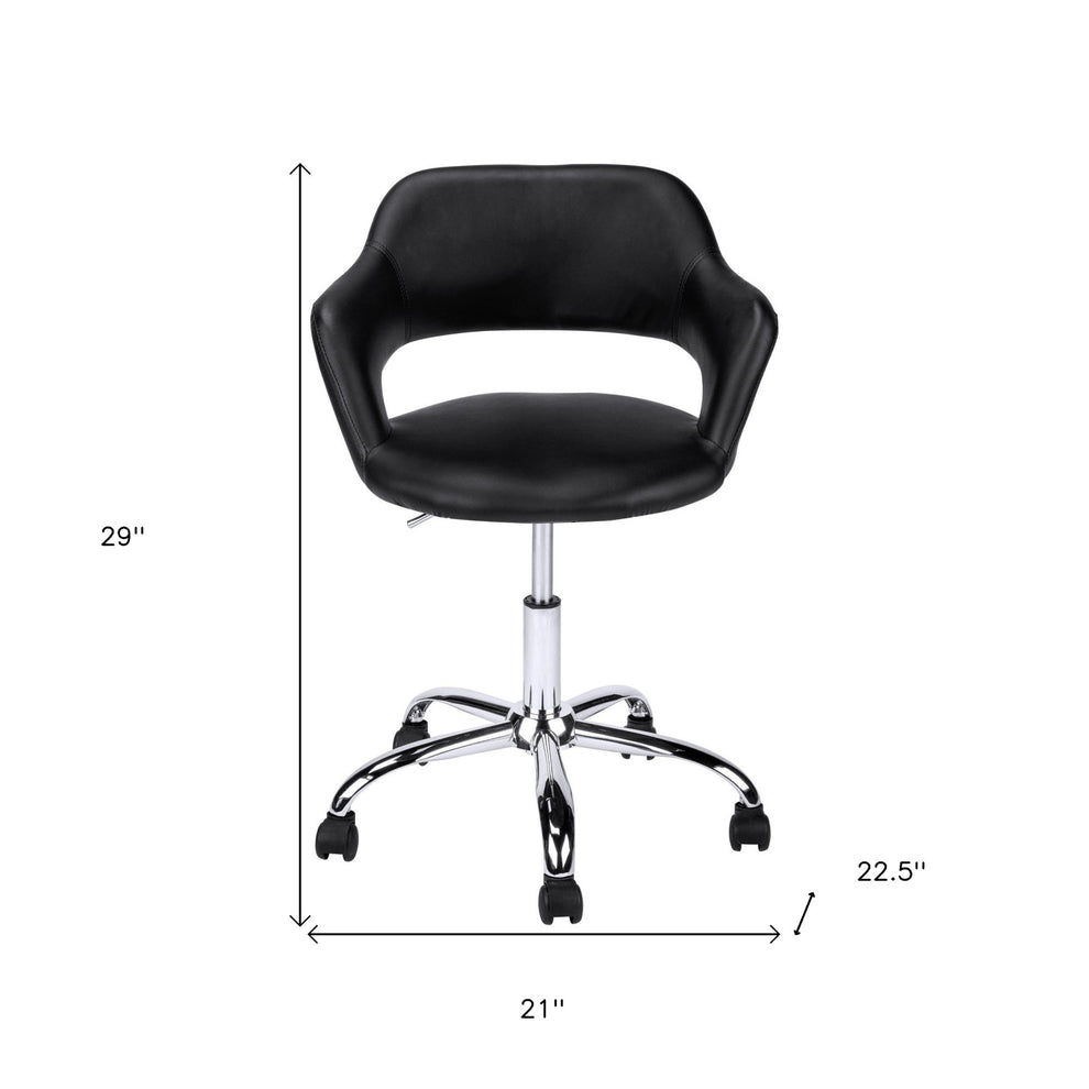 Black Chrome Metal Hydraulic Lift Base Office Chair By Homeroots | Office Chairs | Modishstore - 4